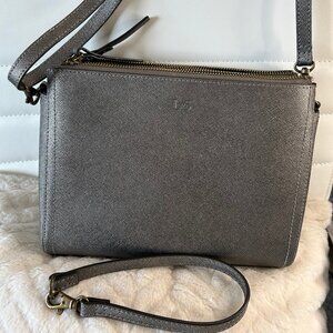 Lo & Son's Pearl Crossbody Bag, Graphite Saffiano